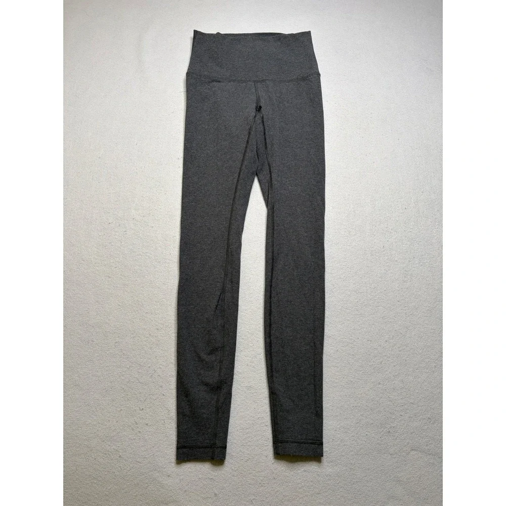 Lululemon Leggings Womens 6 Grey High Rise Cotton Blend Full Length Yoga Pants